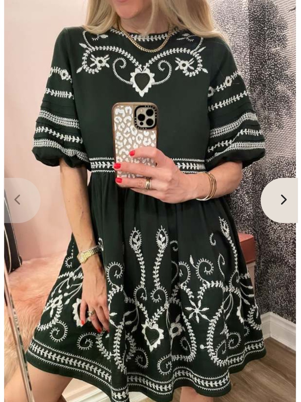 THE GREAT. The Peninsula Embroidered Dress in Green